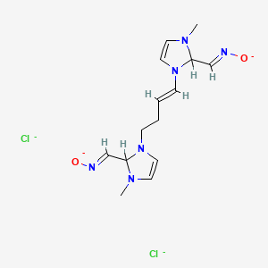 molecular formula C14H20Cl2N6O2-4 B12743811 1H-Imidazolium, 1,4-(tetramethylene)bis(2-((hydroxyimino)methyl)-3-methyl-, dichloride CAS No. 117941-43-2