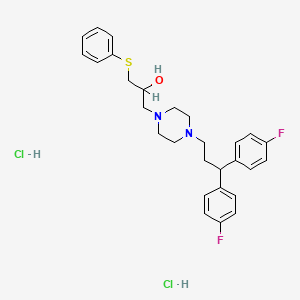 molecular formula C28H34Cl2F2N2OS B12743847 1-(3,3-Bis(4-fluorophenyl)propyl)-4-(2-hydroxy-3-phenylthiopropyl)piperazine dihydrochloride CAS No. 143759-82-4