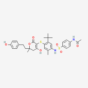 (+-)-Acetamide, N-(4-(((4-((5,6-dihydro-4-hydroxy-6-(2-(4-hydroxyphenyl)ethyl)-6-methyl-2-oxo-2H-pyran-3-yl)thio)-5-(1,1-dimethylethyl)-2-methylphenyl)amino)sulfonyl)phenyl)-