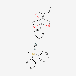 molecular formula C29H30O3Si B12744555 Silane, diphenylmethyl((4-(4-propyl-2,6,7-trioxabicyclo(2.2.2)oct-1-yl)phenyl)ethynyl)- CAS No. 134134-06-8