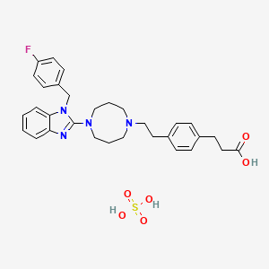 3-[4-[2-[5-[1-[(4-fluorophenyl)methyl]benzimidazol-2-yl]-1,5-diazocan-1-yl]ethyl]phenyl]propanoic acid;sulfuric acid