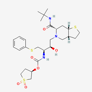 5-(3(R)-(((1,1-Dioxotetrahydrothienyl-3(R)-oxy)carbonyl)amino)-4-(phenylthio)-2(R)-hydroxybutyl)-N-(1,1-dimethylethyl)octahydrothieno(3,2-c)pyridine-6(R)-carboxamide