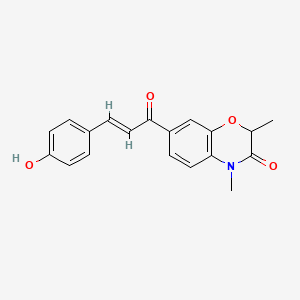 (E)-(+-)-7-(3-(4-Hydroxyphenyl)-1-oxo-2-propenyl)-2,4-dimethyl-2H-1,4-benzoxazin-3(4H)-one