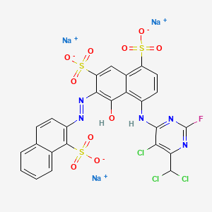 4-((5-Chloro-6-(dichloromethyl)-2-fluoro-4-pyrimidinyl)amino)-5-hydroxy-6-((1-sulpho-2-naphthyl)azo)naphthalene-1,7-disulphonic acid, sodium salt