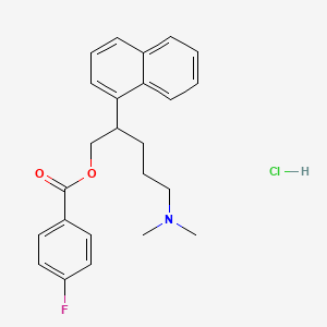 molecular formula C24H27ClFNO2 B12744695 5-(Dimethylamino)-2-(1-naphthalenyl)pentyl 4-fluorobenzoate hydrochloride CAS No. 119585-20-5