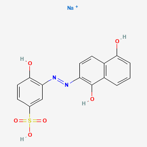 molecular formula C16H12N2NaO6S+ B12744721 Sodium 3-((1,5-dihydroxy-2-naphthyl)azo)-4-hydroxybenzenesulphonate CAS No. 85750-02-3