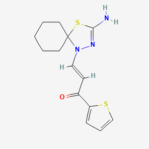 molecular formula C14H17N3OS2 B12744838 3-(3-Amino-4-thia-1,2-diazaspiro(4,5)dec-2-en-1-yl)-1-(2-thienyl)-2-propen-1-one CAS No. 125810-89-1