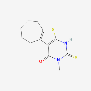 4H-Cyclohepta(4,5)thieno(2,3-d)pyrimidin-4-one, 1,2,3,5,6,7,8,9-octahydro-3-methyl-2-thioxo-