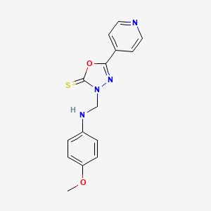 1,3,4-Oxadiazole-2(3H)-thione, 3-(((4-methoxyphenyl)amino)methyl)-5-(4-pyridinyl)-