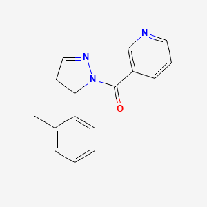 molecular formula C16H15N3O B12745108 1-(3-Pyridylcarbonyl)-5-(2-methylphenyl)-2-pyrazoline CAS No. 121306-67-0