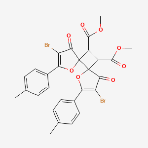 1,7-Dioxadispiro(4.0.4.2)dodeca-2,8-diene-11,12-dicarboxylic acid, 2,8-bis(4-methylphenyl)-3,9-dibromo-4,10-dioxo-, dimethyl ester, (5-alpha,6-alpha,11-alpha,12-alpha)-