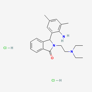 molecular formula C22H31Cl2N3O B12745233 1H-Isoindol-1-one, 2,3-dihydro-3-(2-amino-3,5-dimethylphenyl)-2-(2-(diethylamino)ethyl)-, dihydrochloride CAS No. 116870-89-4