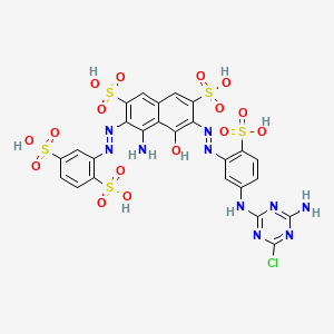 4-Amino-6-((5-((4-amino-6-chloro-1,3,5-triazin-2-yl)amino)-2-sulphophenyl)azo)-3-((2,5-disulphophenyl)azo)-5-hydroxynaphthalene-2,7-disulphonic acid