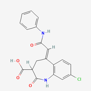 (5E)-5-(2-anilino-2-oxoethylidene)-8-chloro-2-oxo-3,4-dihydro-1H-1-benzazepine-3-carboxylic acid