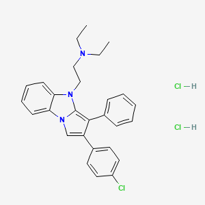 molecular formula C28H30Cl3N3 B12745499 4H-Pyrrolo(1,2-a)benzimidazole-4-ethanamine, 2-(4-chlorophenyl)-N,N-diethyl-3-phenyl-, dihydrochloride CAS No. 174657-49-9