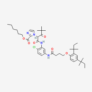 Hexyl 1-(1-(((5-((4-(2,4-bis(tert-pentyl)phenoxy)-1-oxobutyl)amino)-2-chlorophenyl)amino)carbonyl)-3,3-dimethyl-2-oxobutyl)-1H-imidazolecarboxylate