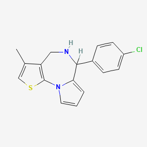 molecular formula C17H15ClN2S B12745614 5,6-Dihydro-6-(4-chlorophenyl)-3-methyl-4H-pyrrolo(1,2-a)thieno(3,2-f)(1,4)diazepine CAS No. 137052-95-0