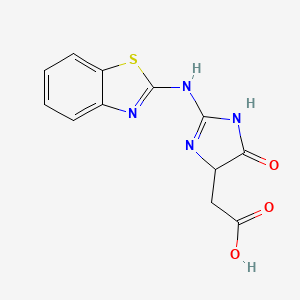 molecular formula C12H10N4O3S B1274563 [2-(Benzothiazol-2-ylamino)-5-oxo-4,5-dihydro-3H-imidazol-4-yl]-acetic acid CAS No. 436811-21-1