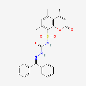 Hydrazinecarboxamide, 2-(diphenylmethylene)-N-((4,5,7-trimethyl-2-oxo-2H-1-benzopyran-8-yl)sulfonyl)-