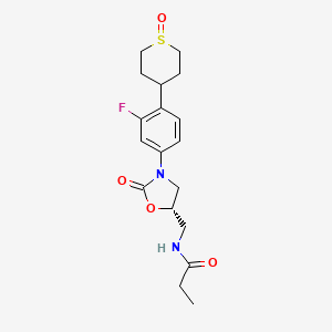 Propanamide, N-(((5S)-3-(3-fluoro-4-(trans-tetrahydro-1-oxido-2H-thiopyran-4-yl)phenyl)-2-oxo-5-oxazolidinyl)methyl)-