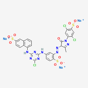 Trisodium 5-((4-chloro-6-((3-((1-(2,5-dichloro-4-sulphonatophenyl)-4,5-dihydro-3-methyl-5-oxo-1H-pyrazol-4-yl)azo)-4-sulphonatophenyl)amino)-1,3,5-triazin-2-yl)amino)naphthalene-2-sulphonate