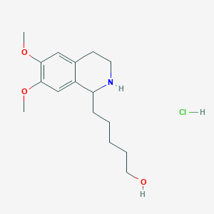 molecular formula C16H26ClNO3 B127460 5-(6,7-Dimethoxy-1,2,3,4-tetrahydro-isoquinolin-1-yl)-pentan-1-ol hydrochloride CAS No. 148204-37-9