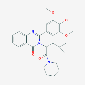 molecular formula C28H35N3O5 B12746009 1-(4-Methyl-2-(4-oxo-2-(3,4,5-trimethoxyphenyl)-3(4H)-quinazolinyl)pentyl)piperidine CAS No. 83409-03-4