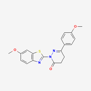 3(2H)-Pyridazinone, 4,5-dihydro-2-(6-methoxy-2-benzothiazolyl)-6-(4-methoxyphenyl)-