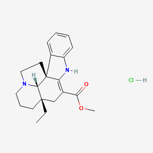 molecular formula C21H27ClN2O2 B12746204 Aspidospermidine-3-carboxylic acid, 2,3-didehydro-, methyl ester, hydrochloride, (5alpha,12beta,19alpha)- CAS No. 30061-30-4