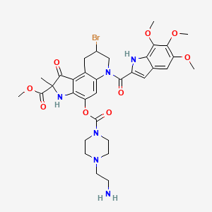 1H-Pyrrolo(3,2-f)quinoline-2-carboxylic acid, 2,3,6,7,8,9-hexahydro-4-(((4-(2-aminoethyl)-1-piperazinyl)carbonyl)oxy)-8-bromo-2-methyl-1-oxo-6-((5,6,7-trimethoxy-1H-indol-2-yl)carbonyl)-, methyl ester