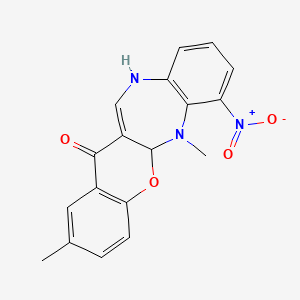 6,11-Dihydro-2,6-dimethyl-7-nitro-(1)benzopyrano(2,3-b)(1,5)benzodiazepin-13(5ah)-one