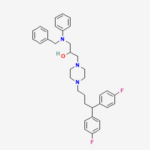 molecular formula C36H41F2N3O B12746295 1-(4,4-Bis(4-fluorophenyl)butyl)-4-(2-hydroxy-3-(phenyl(phenylmethyl)amino)propyl)piperazine CAS No. 143760-28-5