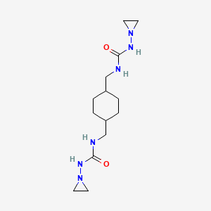 molecular formula C14H26N6O2 B12746304 Urea, 1,1'-(1,4-cyclohexylenedimethylene)bis(3-(1-aziridinyl)- CAS No. 102433-09-0