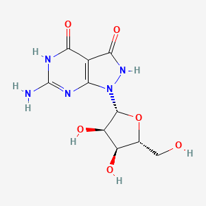 molecular formula C10H13N5O6 B12746309 1H-Pyrazolo(3,4-d)pyrimidine-3,4(2H,5H)-dione, 6-amino-1-beta-D-ribofuranosyl- CAS No. 127820-75-1