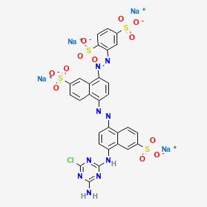 Tetrasodium 2-((4-((4-((4-amino-6-chloro-1,3,5-triazin-2-yl)amino)-6-sulphonato-1-naphthyl)azo)-7-sulphonato-1-naphthyl)azo)benzene-1,4-disulphonate