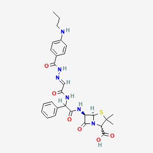 4-Thia-1-azabicyclo(3.2.0)heptane-2-carboxylic acid, 3,3-dimethyl-7-oxo-6-((phenyl((((4-(propylamino)benzoyl)hydrazono)acetyl)amino)acetyl)amino)-, (2S-(2-alpha,5-alpha,6-beta(S*)))-