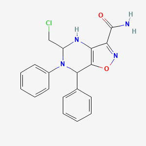 B12746460 4,5,6,7-Tetrahydro-5-(chloromethyl)-6,7-diphenylisoxazolo(4,5-d)pyrimidine-3-carboxamide CAS No. 165611-08-5