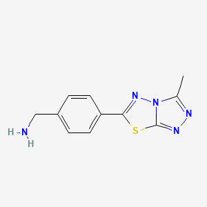 molecular formula C11H11N5S B1274653 1-[4-(3-甲基[1,2,4]三唑并[3,4-b][1,3,4]噻二唑-6-基)苯基]甲胺 CAS No. 875001-46-0