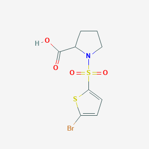 molecular formula C9H10BrNO4S2 B1274678 1-[(5-溴噻吩-2-基)磺酰基]吡咯烷-2-羧酸 CAS No. 1301738-60-2