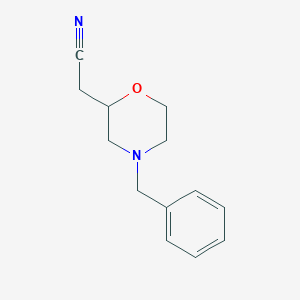 molecular formula C13H16N2O B1274691 4-Benzyl-2-morpholineacetonitrile CAS No. 57962-45-5