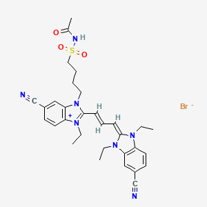 3-(4-((Acetylamino)sulphonyl)butyl)-5-cyano-2-(3-(5-cyano-1,3-diethyl-1,3-dihydro-2H-benzimidazol-2-ylidene)-1-propenyl)-1-ethyl-1H-benzimidazolium bromide