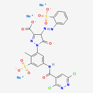 Trisodium 1-(5-(((3,6-dichloropyridazin-4-yl)carbonyl)amino)-2-methyl-3-sulphonatophenyl)-4,5-dihydro-5-oxo-4-((2-sulphonatophenyl)azo)-1H-pyrazole-3-carboxylate