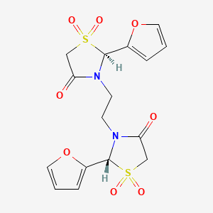 4-Thiazolidinone, 3,3'-(1,2-ethanediyl)bis(2-(2-furanyl)-, 1,1,1',1'-tetroxide, (R*,S*)-