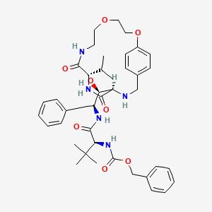 1'S,2'S,2''S,9S,12R)-12-(2''-((N-((Benzyloxy)carbonyl)tert-leucinyl)amino)-1'-hydroxy-3'-phenylprop-1'-yl)-9-(1-methylethyl)-7,10,13-triaza-1,4-dioxo-8,11-dioxo(14)paracyclophane