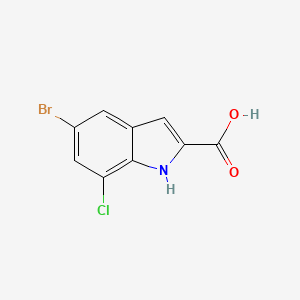 molecular formula C9H5BrClNO2 B1274768 5-溴-7-氯-1H-吲哚-2-羧酸 CAS No. 383132-31-8