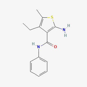 molecular formula C14H16N2OS B1274773 2-氨基-4-乙基-5-甲基-N-苯基噻吩-3-甲酰胺 CAS No. 590353-67-6