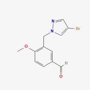 molecular formula C12H11BrN2O2 B1274776 3-[(4-溴-1H-吡唑-1-基)甲基]-4-甲氧基苯甲醛 CAS No. 514800-96-5
