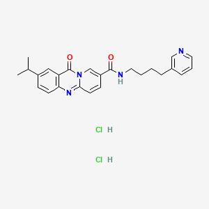 molecular formula C25H28Cl2N4O2 B12747801 11H-Pyrido(2,1-b)quinazoline-8-carboxamide, 2-(1-methylethyl)-11-oxo-N-(4-(3-pyridinyl)butyl)-, dihydrochloride CAS No. 88939-82-6