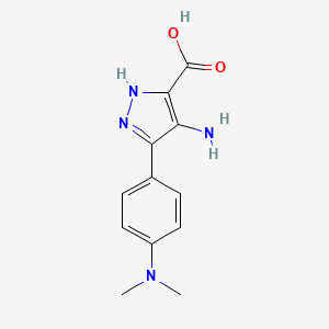 molecular formula C12H14N4O2 B12747924 1H-Pyrazole-3-carboxylic acid, 4-amino-5-(4-(dimethylamino)phenyl)- CAS No. 91857-81-7