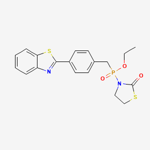 molecular formula C19H19N2O3PS2 B12748009 Ethyl ((4-(2-benzothiazolyl)phenyl)methyl)(2-oxo-3-thiazolidinyl)phosphinate CAS No. 127881-45-2